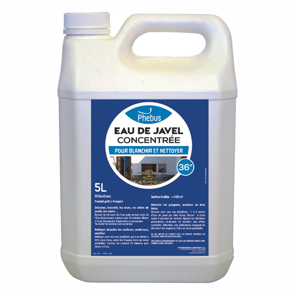 Eau de javel concentrée 36° : Murs, terrasses, allées de jardin